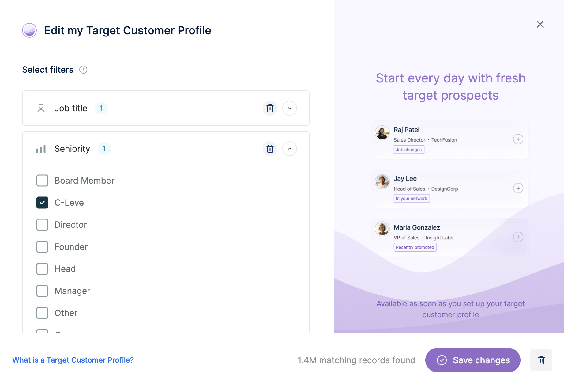 Location filter interface