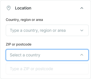 Location filter interface
