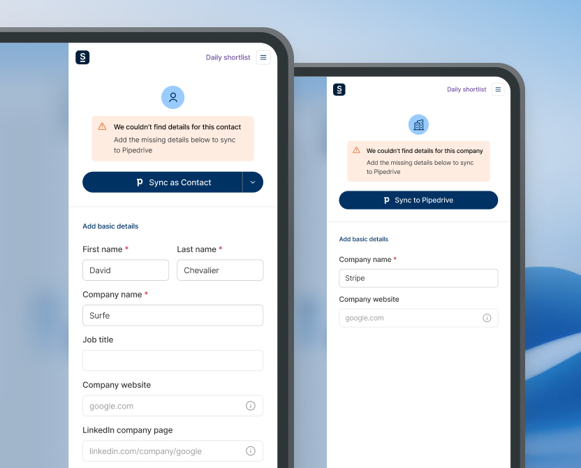 Mandatory fields on fallback interface preview